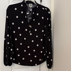 Anne Klein Black and White Polka Dot Blouse